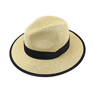 Women straw paper hat summer wide brim Panama women's Beach Sun foldable fedora hat