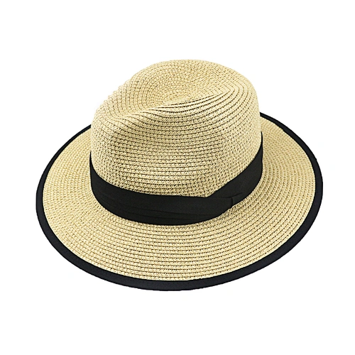 Women straw paper hat summer wide brim Panama women's Beach Sun foldable fedora hat