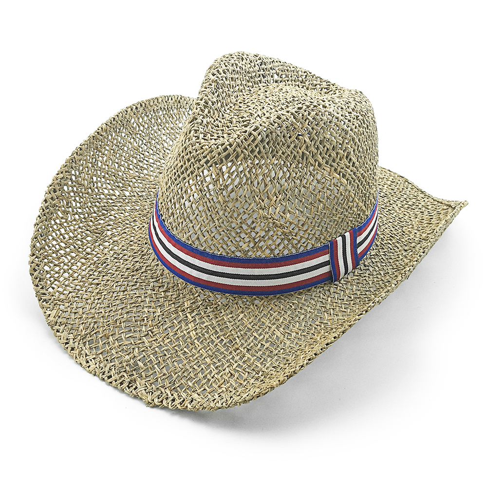 Sombreros de vaquero de algas marinas para hombres y mujeres con cinturones de hombros de colores