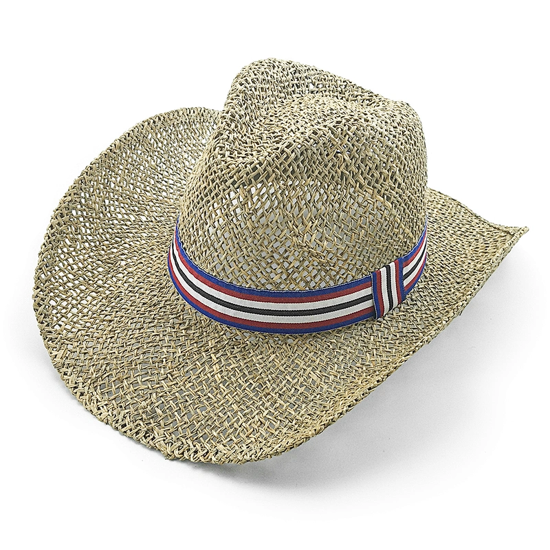 Sombreros de vaquero de algas marinas para hombres y mujeres con cinturones de hombros de colores