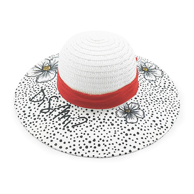2020 Sombrero de paja de papel de verano popular de alta calidad disquete mujer Sombrero de paja