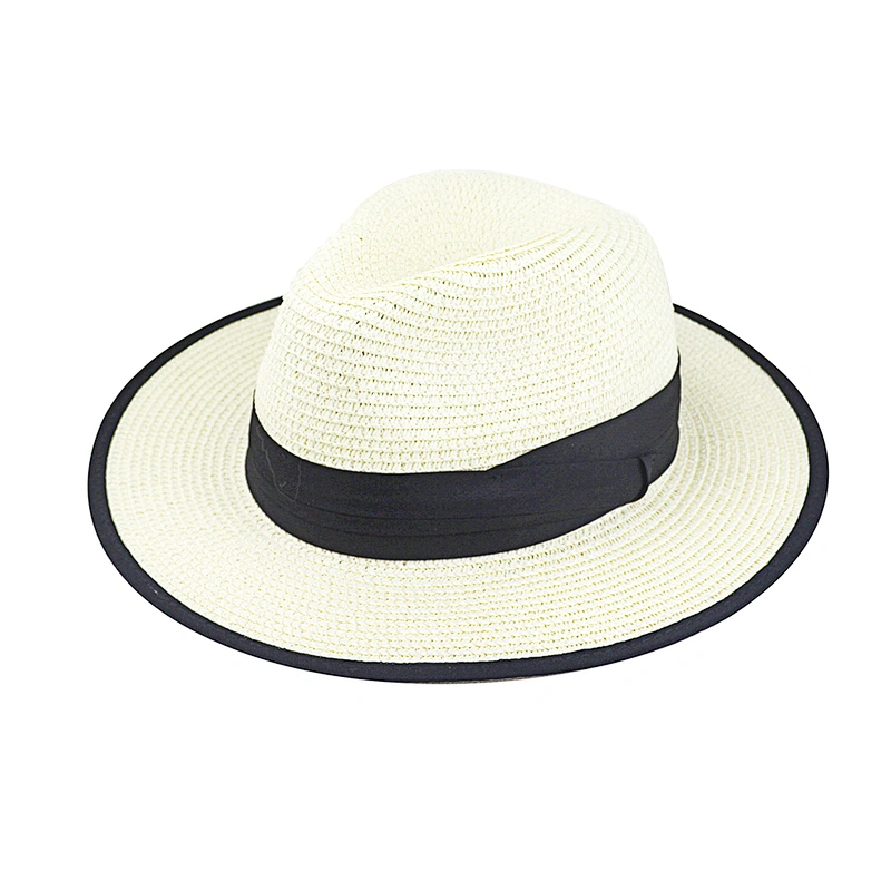Women straw paper hat summer wide brim Panama women's Beach Sun foldable fedora hat