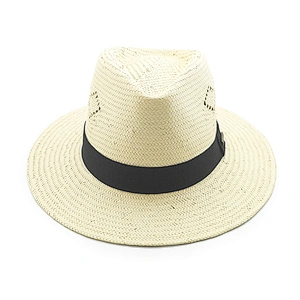Calidad de alta calidad con el logotipo personalizado sombrero de playa de verano hecho a mano con sombrero de paja de Panamá