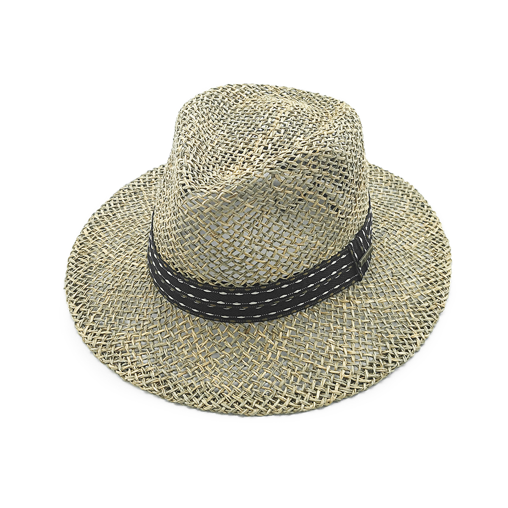 2020 Nuevo estilo de paja de hierba marina sombrero de panamá mujeres y hombres sombrero de sol de playa