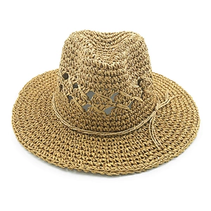 Hot selling fashion woven crochet cheap summer paper straw panama hat