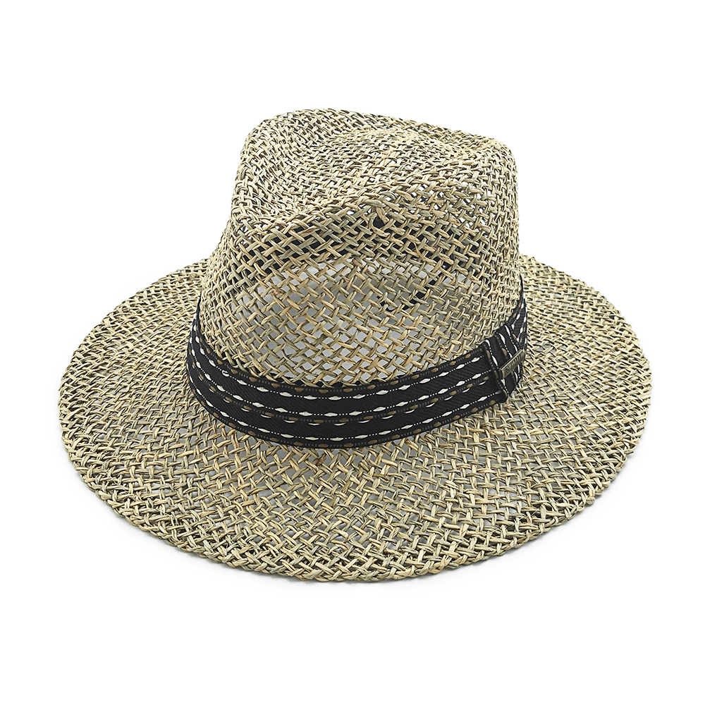 2020 New style seagrass straw panama hat women and men beach sun hat