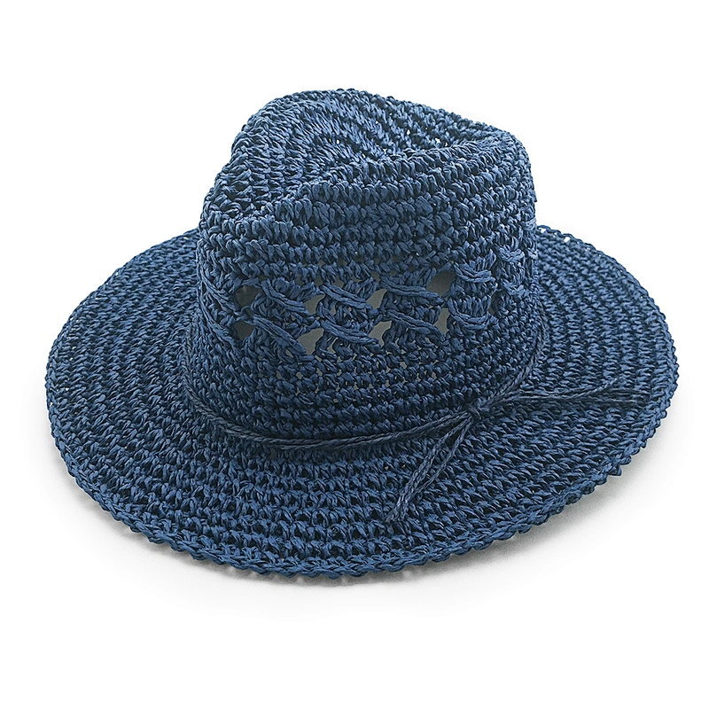 Hot selling fashion woven crochet cheap summer paper straw panama hat