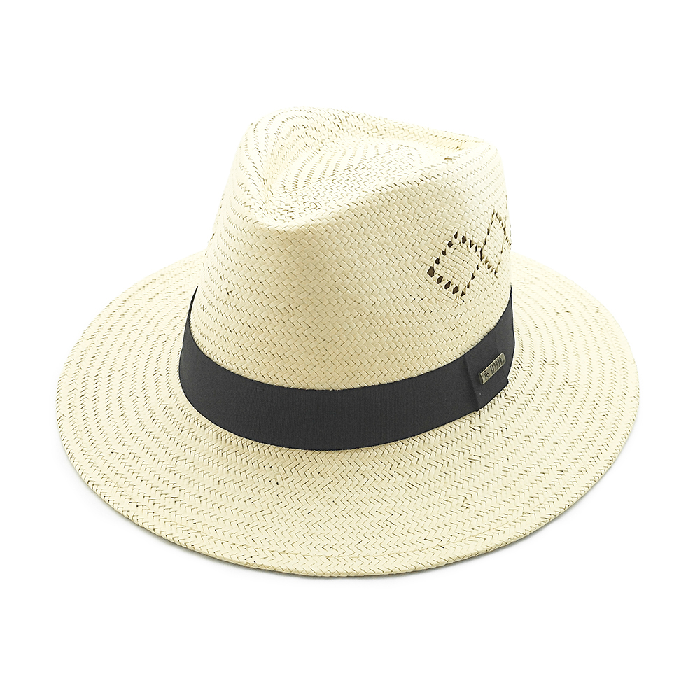Calidad de alta calidad con el logotipo personalizado sombrero de playa de verano hecho a mano con sombrero de paja de Panamá