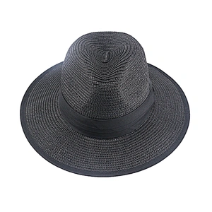 Women straw paper hat summer wide brim Panama women's Beach Sun foldable fedora hat