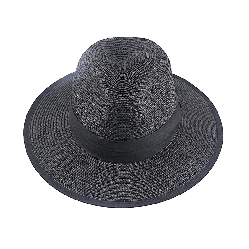 Women straw paper hat summer wide brim Panama women's Beach Sun foldable fedora hat