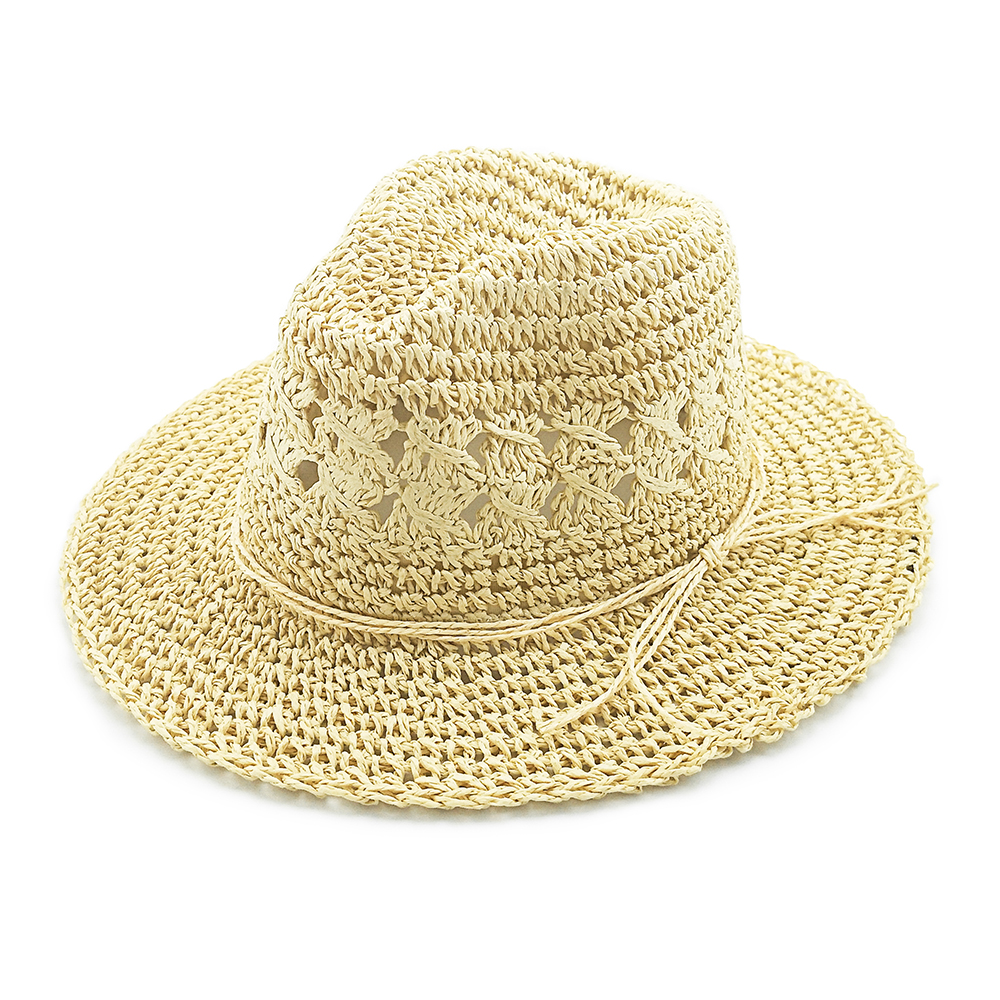 Hot selling fashion woven crochet cheap summer paper straw panama hat