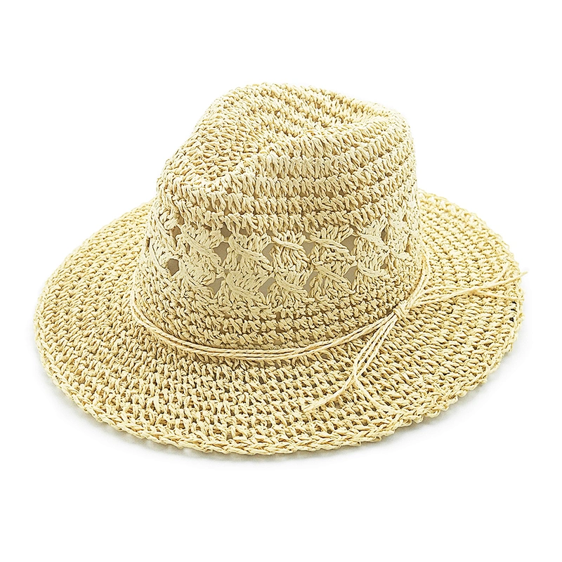 Hot selling fashion woven crochet cheap summer paper straw panama hat