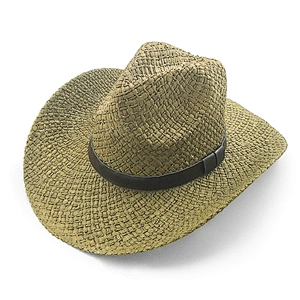 Hand Made Toyo Paper Cowboy Hat With Leather Belt Band