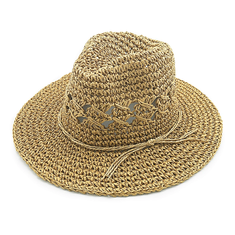 Hot selling fashion woven crochet cheap summer paper straw panama hat