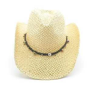 2020 Ladies Hand Woven Toyo Paper Cowboy Hat With Braided String Trim