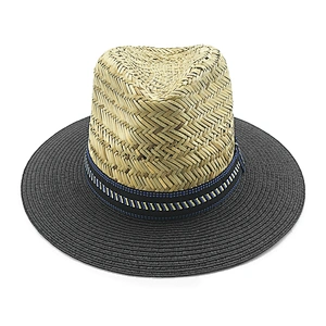 Paper straw fashion sunhat straw panama unisex with colorful band decoration