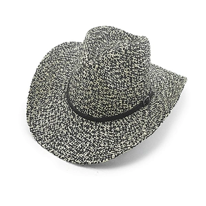 2 Tones Twisted Paper Cowboy Hat With Leather Belt Strap