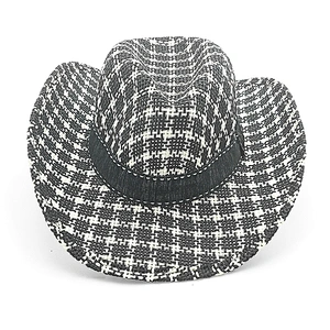 Unisex 2 Tones Paper Fabric Cowboy Hat With Black Ribbon