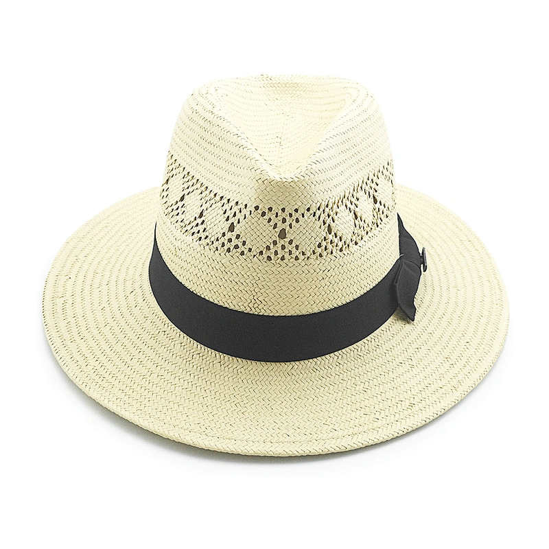 Customized High Quality Paper Straw Sun Hats Women Man Fashion Decoration Big Brim Beach Summer Panama hat