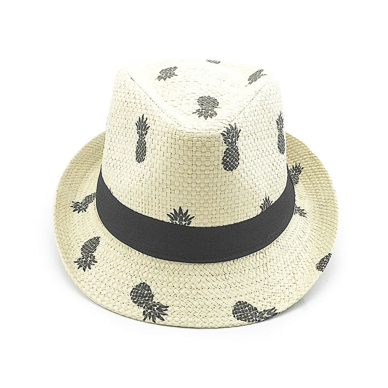 2020 new popular fashion high quality summer logo printed paper straw fedora hat