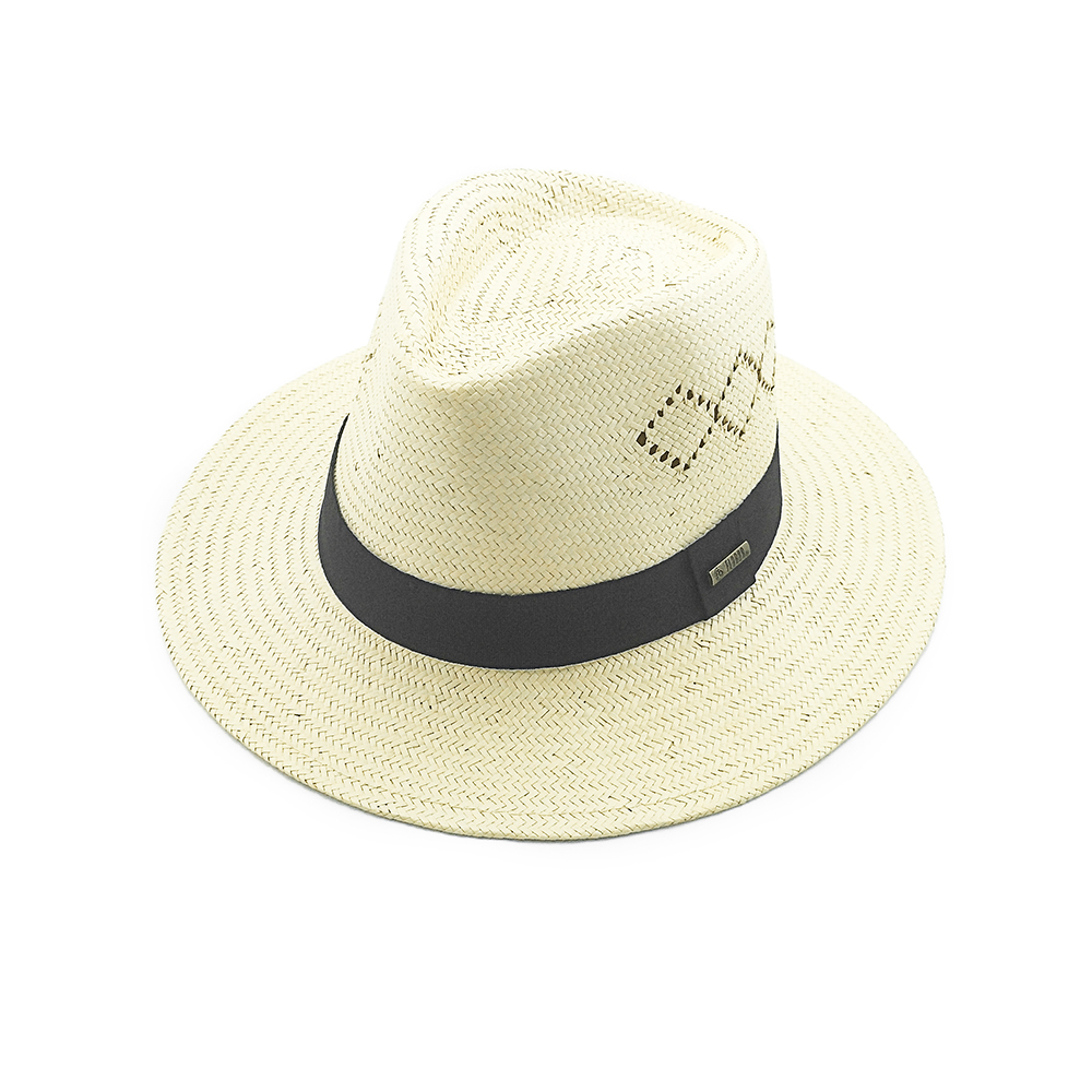 High quality custom Logo band summer beach hat handmade plain panama sombrero straw Hat