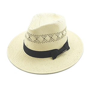 Customized High Quality Paper Straw Sun Hats Women Man Fashion Decoration Big Brim Beach Summer Panama hat