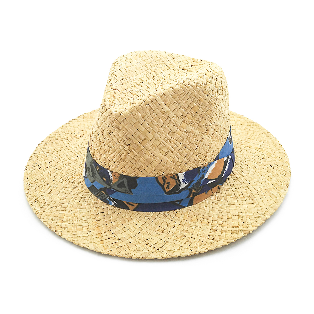 Personalización de color natural Rafinha sombrero de paja suave sombrero de sol Playa de primavera y verano sombrero de sol de Panamá