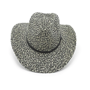 2 Tones Twisted Paper Cowboy Hat With Leather Belt Strap
