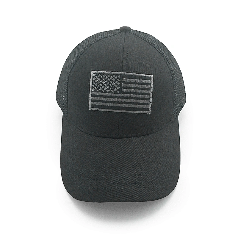 Professional custom made cotton twill 6 panel structured sports baseball cap and hat with American flag
