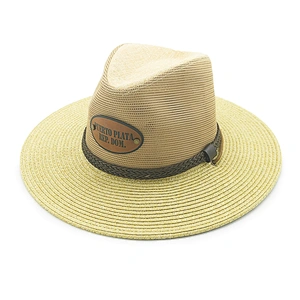 Unisex Paper straw panama summer beach sun hats for women men chapeau hat with custom logo