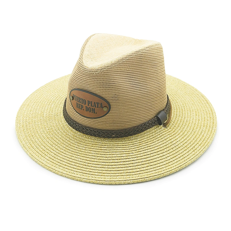 Unisex Paper straw panama summer beach sun hats for women men chapeau hat with custom logo