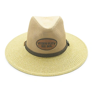 Unisex Paper straw panama summer beach sun hats for women men chapeau hat with custom logo