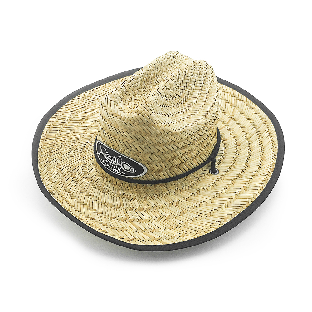 Sombrero de vaquero de paja natural de venta caliente con parche personalizado y corte de cordón de barbilla