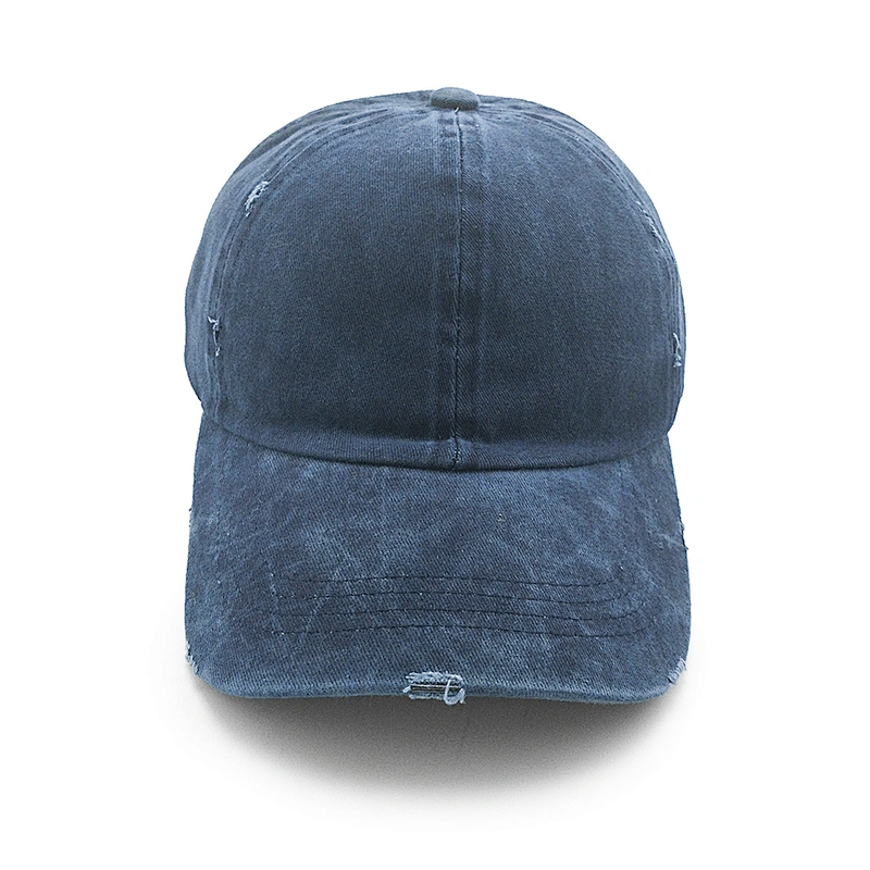 Customized Cheap Vintage Fashion Golf Dad Gorra Washed Distressed Denim Embellished Plain Hat And Cap Men And Women Baseball Cap