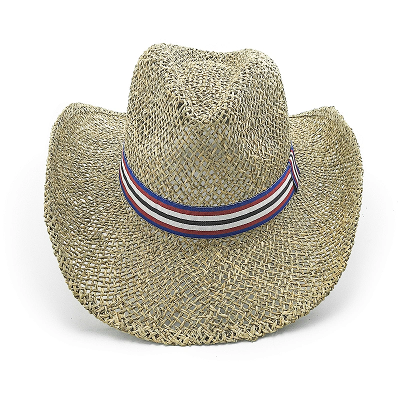 Sombreros de vaquero de algas marinas para hombres y mujeres con cinturones de hombros de colores