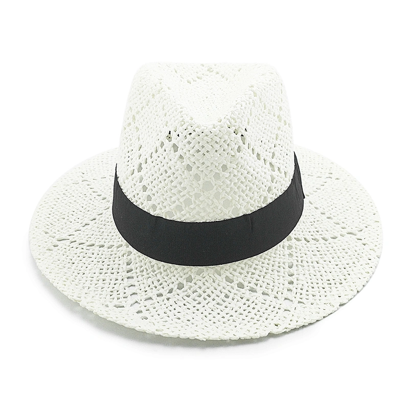 Verano de alta calidad de venta caliente de viaje papel común playa mujer sombrero de paja de Panamá