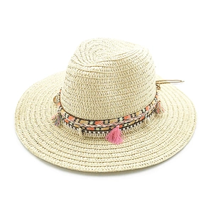 Cheap straw cowboy hat Outdoor Sun beach Hat paper panama straw hat for woman
