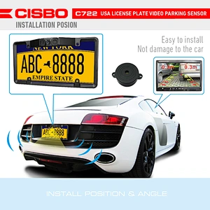 3 in 1 Car Reverse Camera And Parking Sensor American License Plate USA Number License Plate Video Parking Sensor