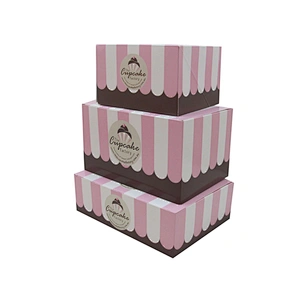 Paper printing pink mini cupcake packaging boxes