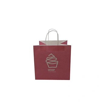 Pink cupcake box and bag