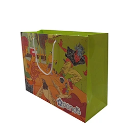 China suppliers green paper shopping gift bag with handle