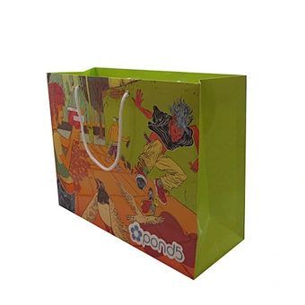 China suppliers green paper shopping gift bag with handle