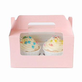 2022 custom clear window 2 cupcake box with handle for sale wholesale