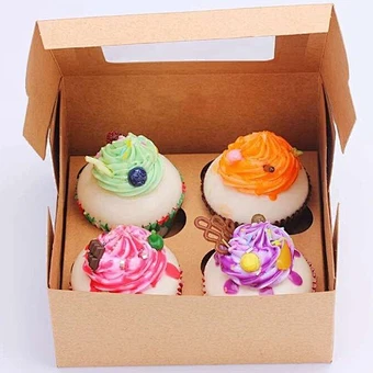 Cheap clear brown kraft paper cupcake boxes wholesale