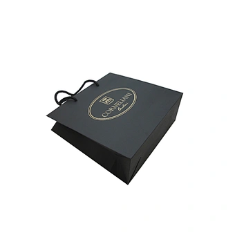 Logo print black color cheap paper luxury bags with handles