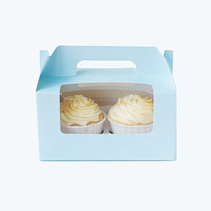 2022 custom clear window 2 cupcake box with handle for sale wholesale