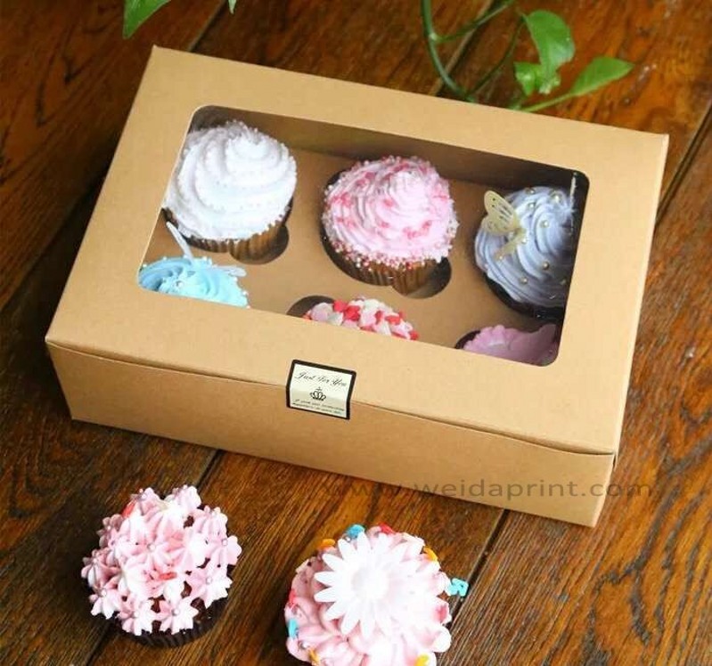 Cheap clear brown kraft paper cupcake boxes wholesale