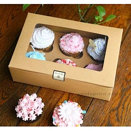 Cheap clear brown kraft paper cupcake boxes wholesale