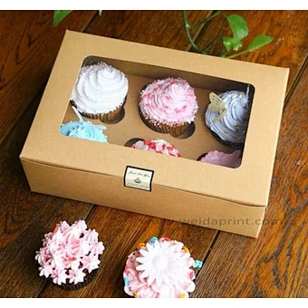 Cheap clear brown kraft paper cupcake boxes wholesale