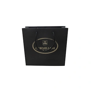 Logo print black color cheap paper luxury bags with handles